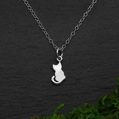 Sterling Silver Tiny Cat Charm Necklace