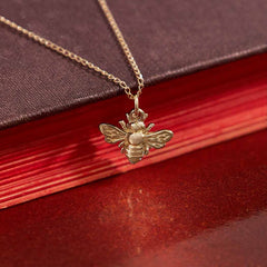 Solid 14K Gold Bee Charm Necklace