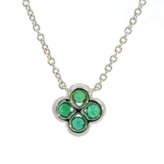 Natural Emerald and Diamond Cloverleaf Necklace