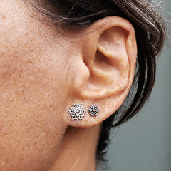 Sterling Silver Mandala Stud Earrings
