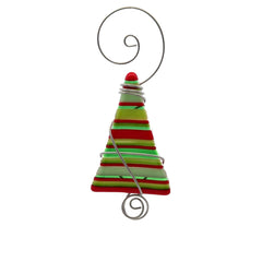 Striped Mini Tree Fused Glass Ornament - XMAS