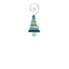 Striped Tiny Tree Fused Glass Ornament - Cool