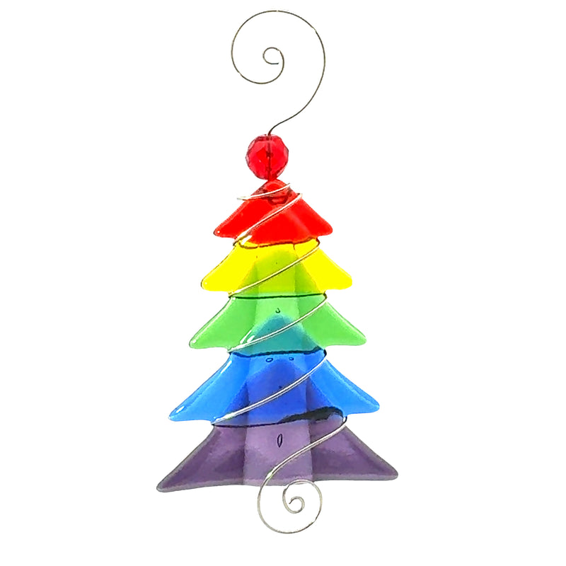 Fused Glass Triangle Tree Ornament