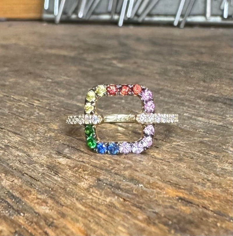 Cushion Top Rainbow Ring