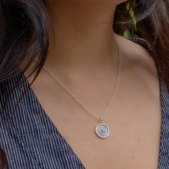 Sterling Silver Wax Seal Compass Necklace