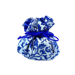 Blue and White Brocade Jewelry Pouch