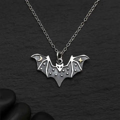 Sterling Silver Bat Necklace with Bronze