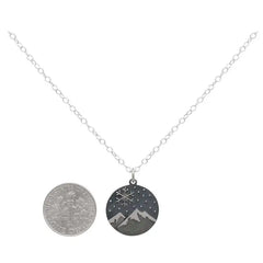 Sterling Silver Snowy Mountain and Snowflake Charm Necklace