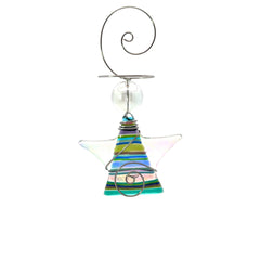 Little Striped Angel Fused Glass Ornament - Cool