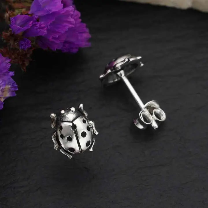 Sterling Silver Lady Bug Post Earrings