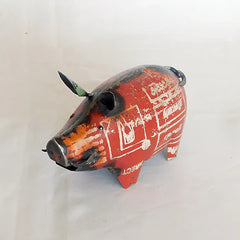 Little Red Pig Recycled Metal Animal