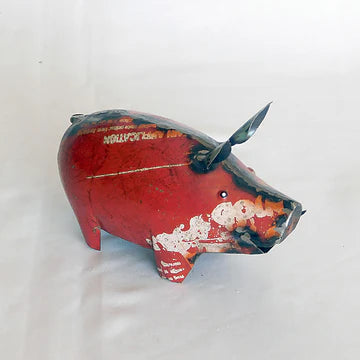 Little Red Pig Recycled Metal Animal