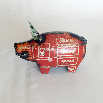 Little Red Pig Recycled Metal Animal