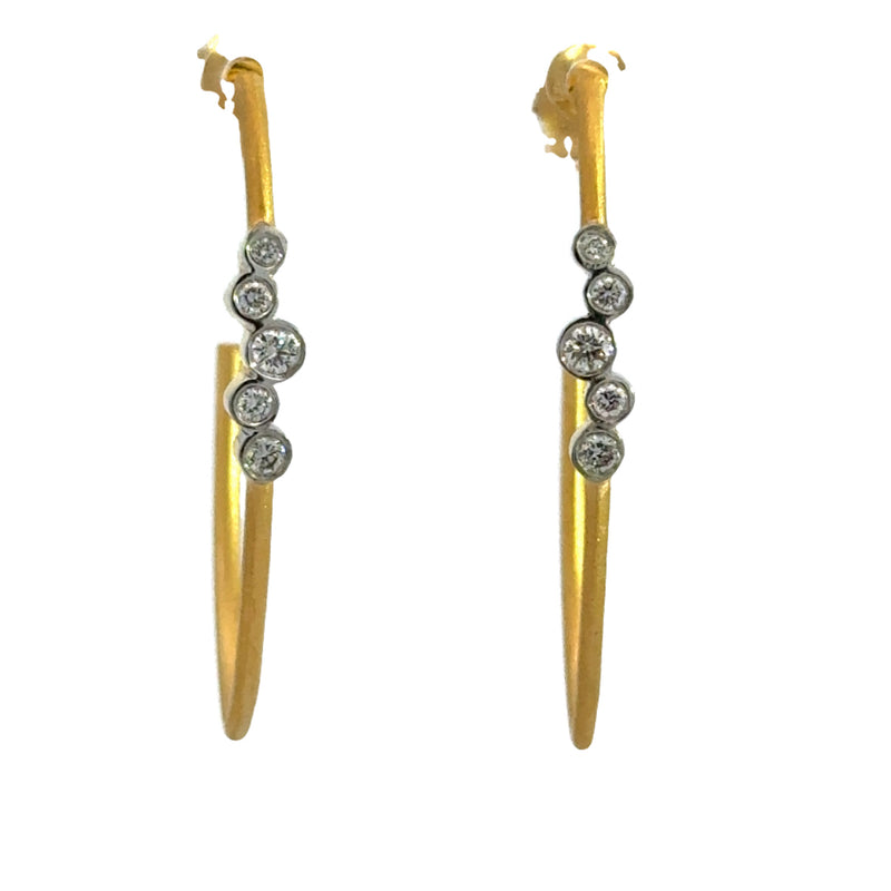 Yellow Gold and Diamond Earrings in 14K