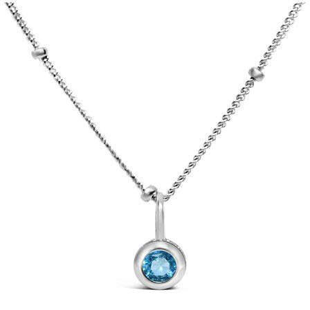 Stia Aquamarine CZ Birthstone Sterling Silver Necklace