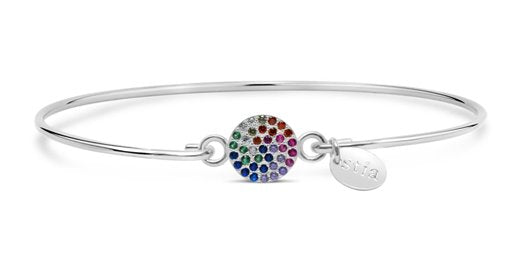 Stia Pave Icon Sterling Silver Rainbow Disk Bracelet