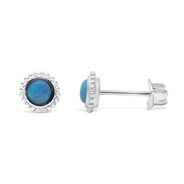 Stia Synthetic Blue Opal Mini-Mini Stud Earrings in Sterling Silver