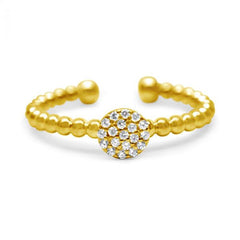 It Fits! Pavé Disk Droplet Wire Ring in Gold-Plated Sterling with Cubic Zirconias