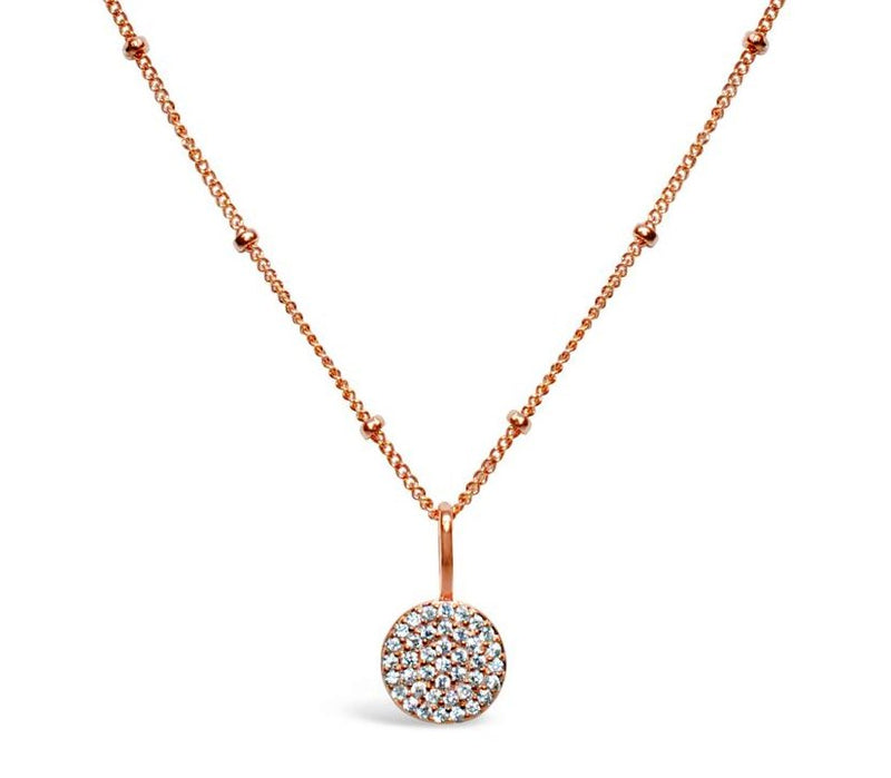 Stia Pave Icon Rose Gold Plated Disk Necklace