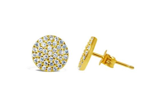 Stia Pave Icon Gold Plated Disk Post Earrings
