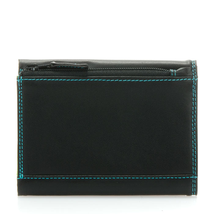 Mywalit Small Tri-Fold Leather Wallet in Black/Pace