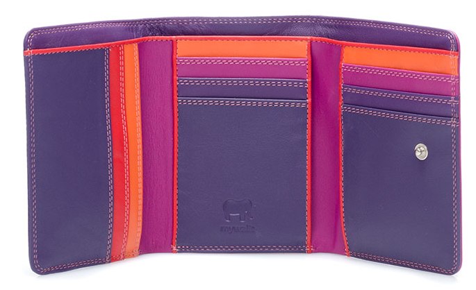 Mywalit Small Tri-Fold Leather Wallet in Sangria Multi