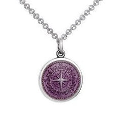 Colby Davis Sterling Small Compass Rose Pendant in Lavender Enamel on Chain