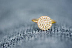 Stia It Fits Pave Icon Gold Plated Disk Ring