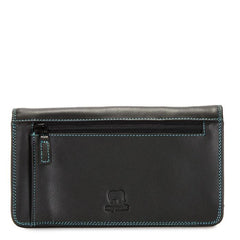 mywalit leather medium matinee wallet in black/pace