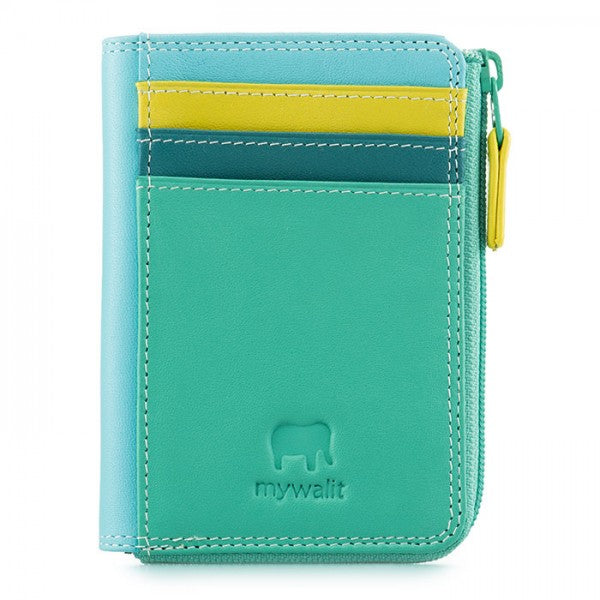 mywalit leather small zip purse in mint