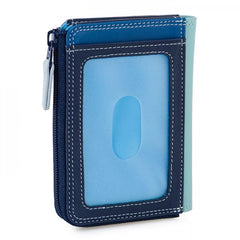 mywalit leather small zip purse in denim