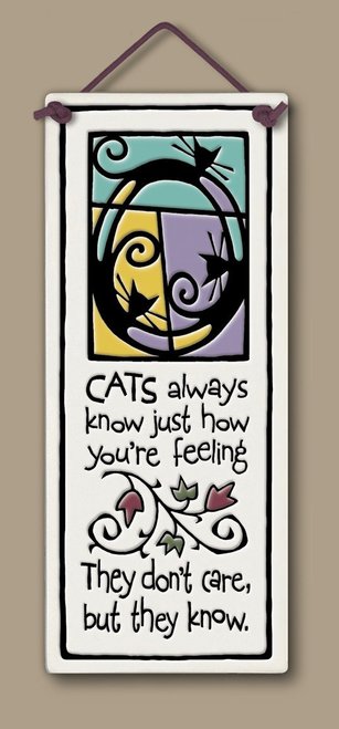 Spooner Creek Large Tall Cats Always Know Ceramic Hanging Tile