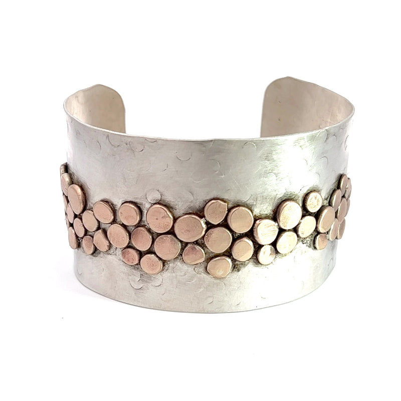 Textured Bracelet with Bronze Pebbles