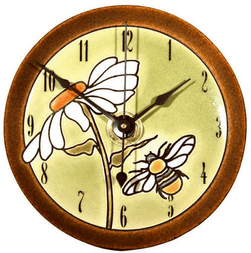 All Fired Up Small Ceramic Clock in Daisy Bee