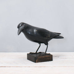 Hand Painted Wood Crow