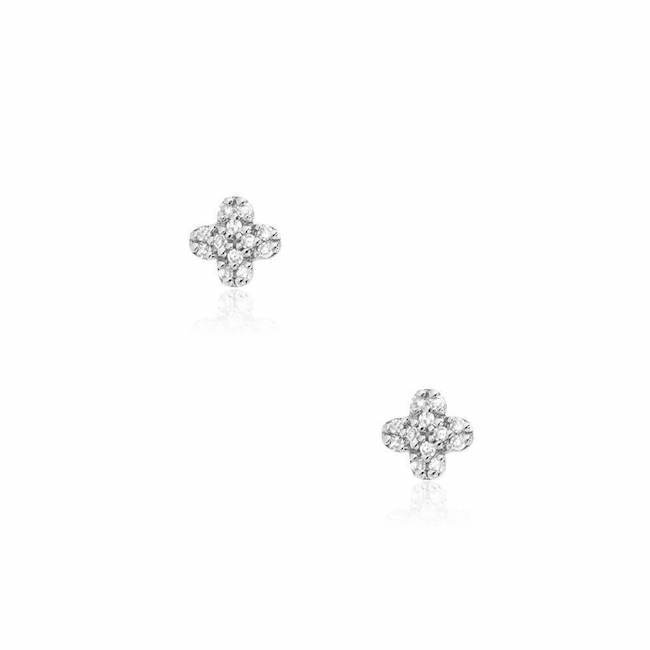 Liven Co. 14k White Gold Clover Diamond Post Earrings