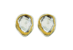 Silver + Salt Sterling Silver and 22k Gold Herkimer Diamond Post Earrings