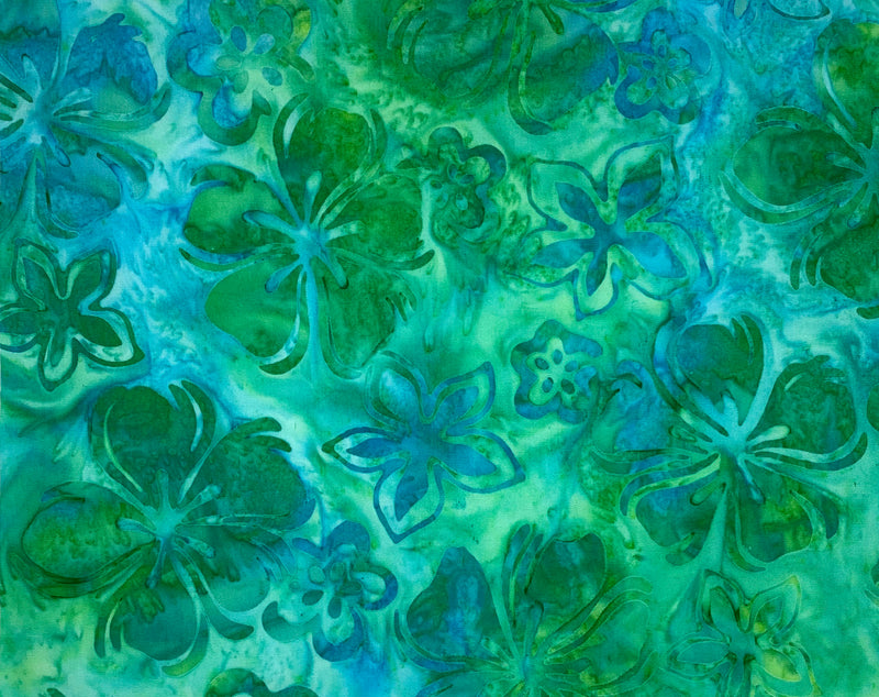 Blue green floral batik