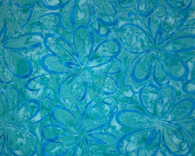 Turquoise blooms batik