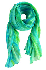 Lua Hand Dyed Silk Scarf in Blue/Bright Green