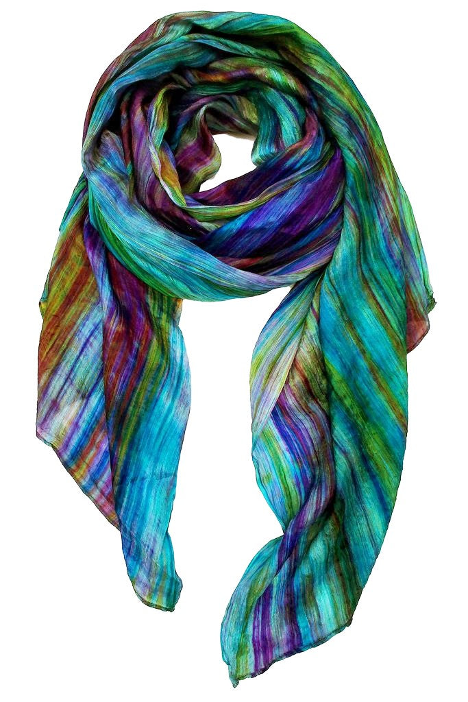 Lua Hand Dyed Silk Scarf in Teal/Plum