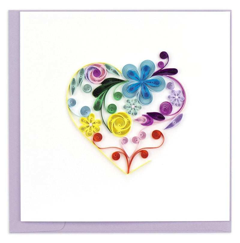 Quilled Floral Rainbow Heart Valentine's Day Card