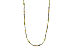 Beaded Gemstone Necklace with Labradorite, Peridot, Prehnite Beads