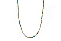 Beaded Gemstone Necklace with Labradorite and Turquoise Beads