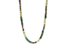 Beaded Gemstone Necklace with Labradorite, Chrysocolla, Prehnite Beads