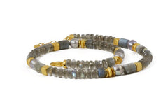 Beaded Gemstone Necklace with Labradorite and Grey Pearl Beads
