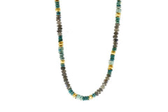 Beaded Gemstone Necklace with Labradorite, Turquoise, Chrysocolla Beads
