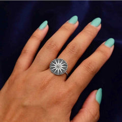 Sterling Silver Sun Mandala Ring