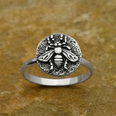 Sterling Silver Bee Coin Ring