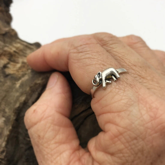 Sterling Silver Ring with Single Elephant